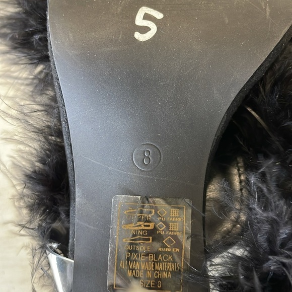 Azalea Wang feather boa Elegant Black Feathered Stiletto Heels size 8 Stripper - Picture 7 of 7